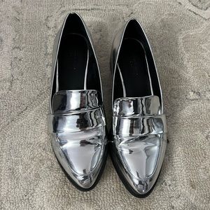 Metallic Silver Loafers